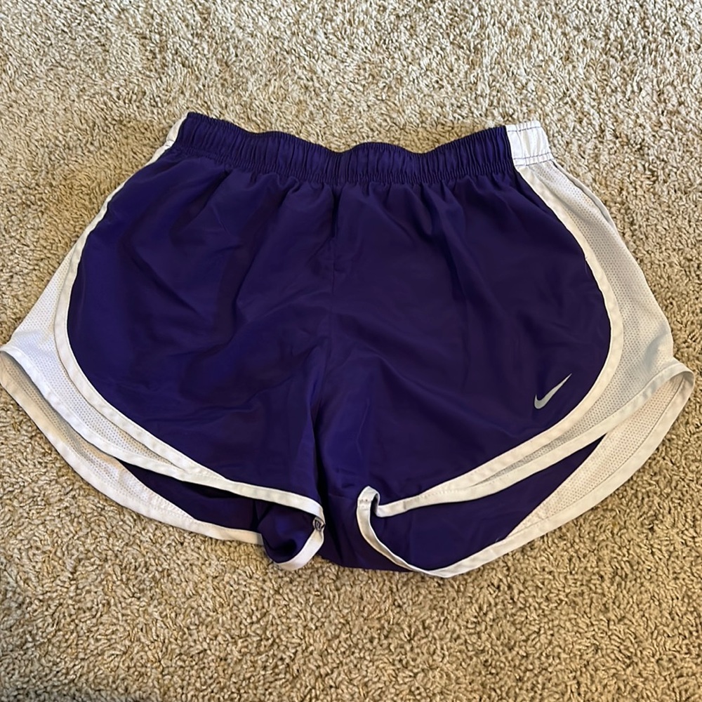 Dri-Fit purple and white Nike athletic shorts